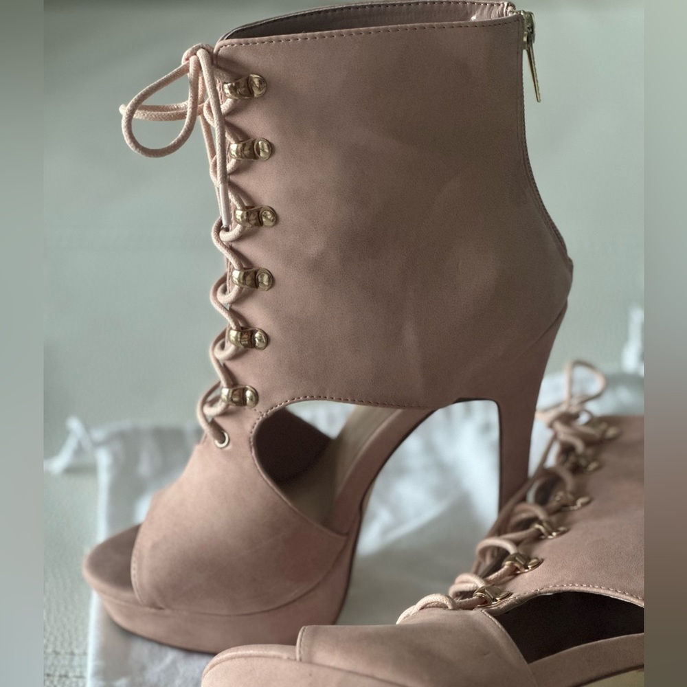 Suede platform heels